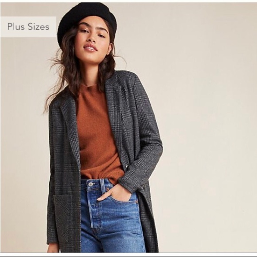 ***ISO Graham Longline Plaid Blazer Anthro***